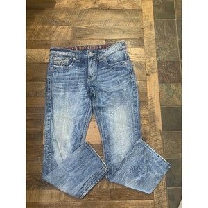 Rock Revival Jeans Víctor Straight Men's Sz 38 Distressed Med Wash Inseam 34